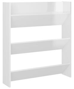 Wall Shoe Cabinet High Gloss White 80x18x90 cm Engineered Wood