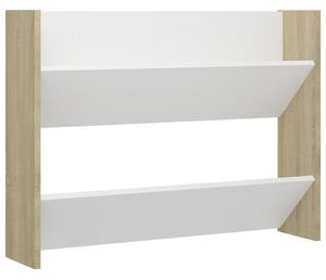 Wall Shoe Cabinet White and Sonoma Oak 80x18x60 cm Engineered Wood