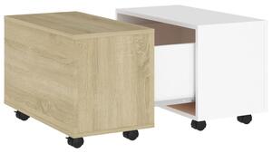 Coffee Table White and Sonoma Oak 60x60x38 cm Engineered Wood