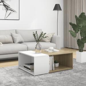 Coffee Table White and Sonoma Oak 90x67x33 cm Chipboard