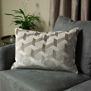 Jacquard Geometric Velvet Cushion - 30x50cm - Latte