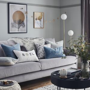 House Beautiful Velvet Linen Cushion - Silver - 30x50cm