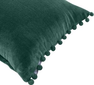 Country Living Velvet Pom Pom Cushion - Dark Green -30x50cm