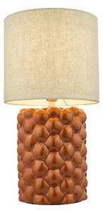 Dar Lighting Jayden Orange Glaze Table Lamp With Natural Linen Shade JAY4211