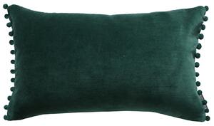 Country Living Velvet Pom Pom Cushion - Dark Green -30x50cm