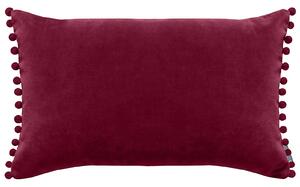 Country Living Velvet Pom Pom Cushion - Cranberry -30x50cm