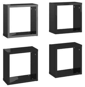 Wall Cube Shelves 4 pcs High Gloss Black 30x15x30 cm