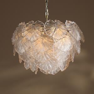 Dar Lighting Courtney Ceiling Pendant Light In Antique Brass With Textured Glass Leaves