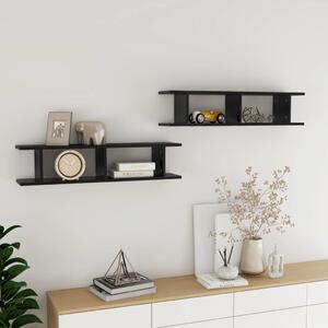 Wall Shelves 2 pcs High Gloss Black 90x18x20 cm Chipboard