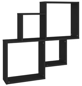 Wall Cube Shelf Black 80x15x78.5 cm Engineered Wood