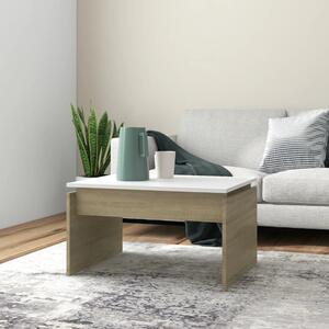 Coffee Table White and Sonoma Oak 68x50x38 cm Chipboard