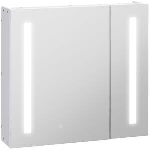 Kleankin Wall Mounted Bathroom Cabinet w/ LED Lights, Illuminated Bathroom Mirror Cabinet w/ Adjustable Shelf, Touch Switch, USB Charge, White