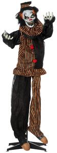 Outsunny 67 Inch Life Size Outdoor Halloween Decorations Talking Circus Clown, Animated Prop Animatronic Decor with Light Up Eyes, Laughter
