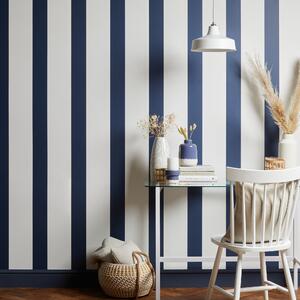 Stripe Navy Wallpaper Navy Blue/White