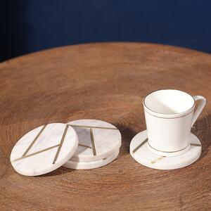 Marble Coaster with Metal Inlay - Set of 4
