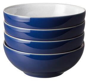 Set of 4 Denby Elements Dark Blue Cereal Bowls Blue