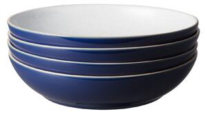 Set of 4 Denby Elements Dark Blue Pasta Bowls Blue