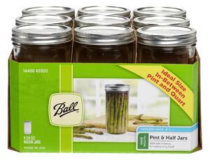 Pack of 9 Ball Mason 710ml Wide Mouth Preserving Jars Clear and Silver