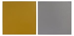 Set of 4 Dual Colour Faux Leather Placemats Grey/Yellow