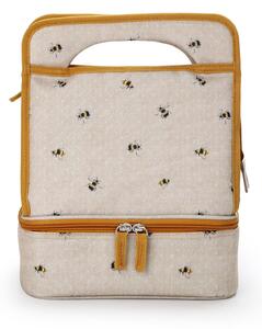 Dotty Bee Lunch Bag Beige, Yellow and White