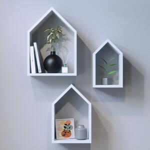 Flexi Storage Decorative Shelving Set Of 3 Floating House Shelves White