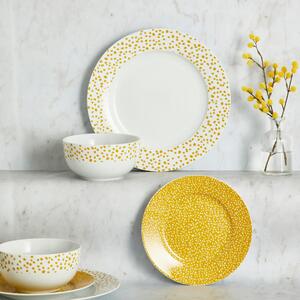 Doty Ochre 12 Piece Dinner Set Yellow and White