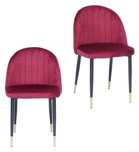 Illona Velvet Dining Chairs - Set of 2 - Berry