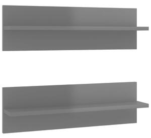 Wall Shelf 2 pcs High Gloss Grey 60x11.5x18 cm Engineered Wood