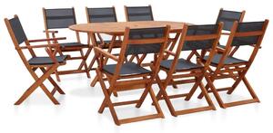 9 Piece Outdoor Dining Set Solid Eucalyptus Wood and Textilene