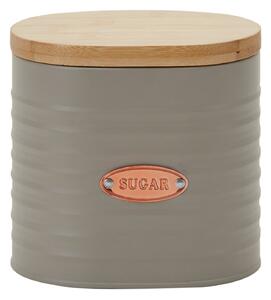 Grey and Copper Metal Sugar Canister Grey