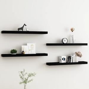 Loggia Wall Shelves 4 pcs Black 80x15x4 cm MDF