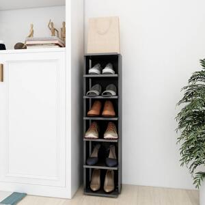 Shoe Cabinet High Gloss Grey 25x27x102 cm Engineered Wood