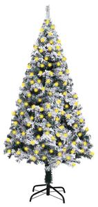 Artificial Christmas Tree with LEDs&Flocked Snow Green 210 cm
