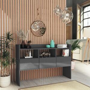 Sideboard High Gloss Grey 105x30x70 cm Engineered Wood