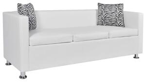 Sofa 3-Seater Artificial Leather White