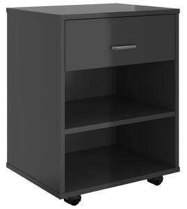 Rolling Cabinet High Gloss Black 46x36x59 cm Engineered Wood