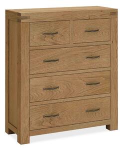 Abbey Grande 2 Over 3 Chest of Drawers, Solid Wood | Waxed Oak