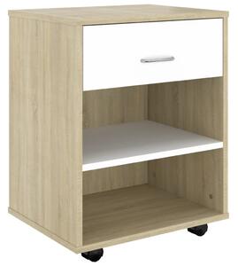 Rolling Cabinet White&Sonoma Oak 46x36x59 cm Engineered Wood