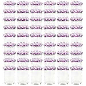 Glass Jam Jars with White and Purple Lid 48 pcs 400 ml