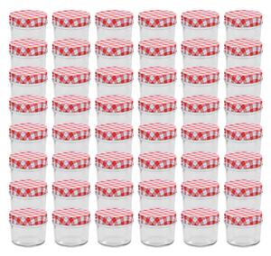 Glass Jam Jars with White and Red Lids 48 pcs 110 ml