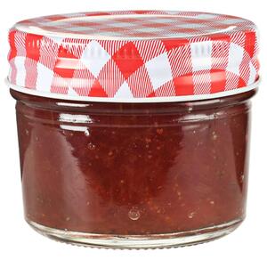 Glass Jam Jars with White and Red Lids 96 pcs 110 ml