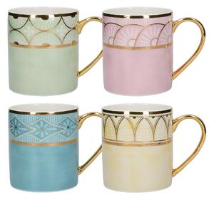 Set of 4 V&A Dagoty Pierre Mugs Green, Blue and Pink
