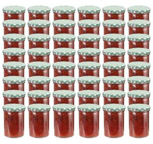 Glass Jam Jars with White and Green Lid 48 pcs 400 ml