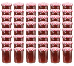 Glass Jam Jars with White and Red Lid 48 pcs 400 ml
