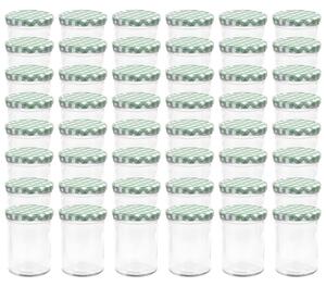 Glass Jam Jars with White and Green Lid 48 pcs 400 ml