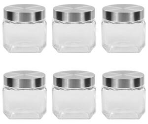 Storage Jars with Silver Lid 6 pcs 800 ml