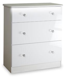 Aria White High Gloss with LED Lighting 3 Drawer Deep Storage Chest | Roseland Furniture