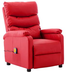 Wing Back Massage Reclining Chair Red Faux Leather