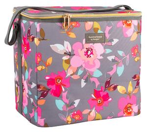 Gardenia Floral Insulated 20 Litre Family Cool Bag Grey, Blue and Pink