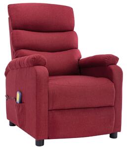 Wing Back Massage Recliner Wine Red Fabric